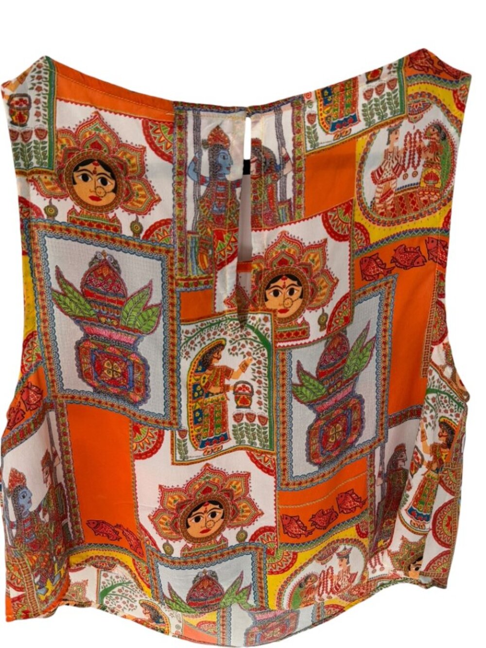Calypso St. Barth Silk Tank Top Printed Boho India Motif Orange Multicolor Size - Picture 2 of 5